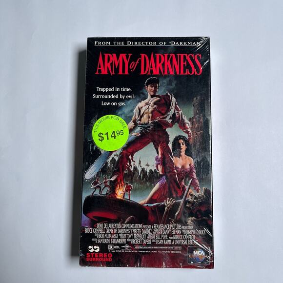 Army of Darkness VHS Tape Bruce Campbell Raimi Horror Wonderful Shape Shrinkwrap - Picture 2 of 7
